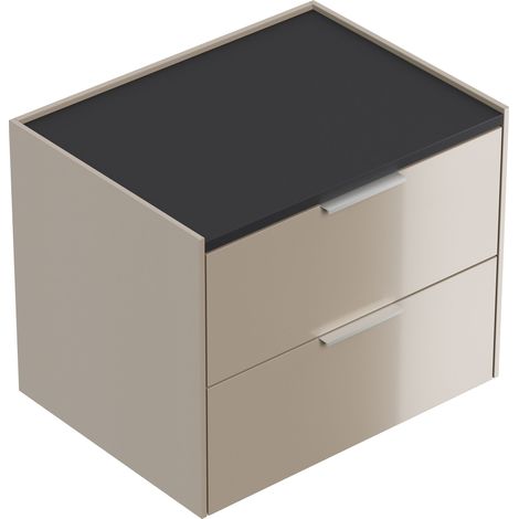 Design Nachttisch Kommode Artem 60cm, 2 Softeinzüge lackiert Kubanit (1/5)