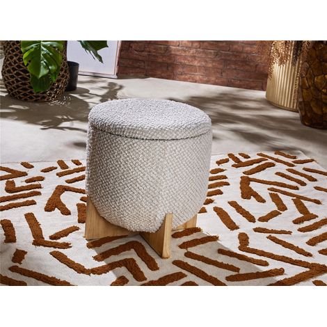 Puff Bucle Natur C/Pie Madera 40Dx42 Cms (1/3)