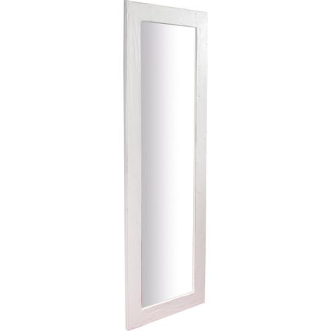 Specchio Specchiera da Parete e Appendere in legno massello di tiglio finitura bianca anticata L60xPR3xH180 cm Made in Italy (1/5)