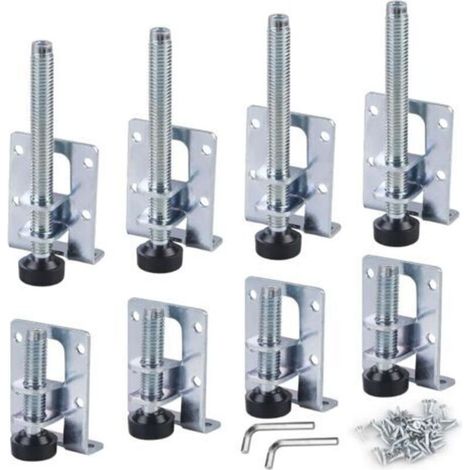 Lot de 8 pieds de meubles réglables, charge lourde, pieds réglables en hauteur et de nivellement, 48 petites vis pour tables, étagères, armoires, établi (1/5)