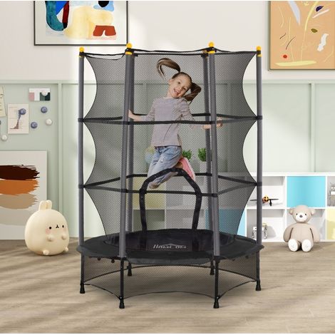 CHICFURN Trampolino per bambini Ø140 cm nero, rete di sicurezza, interno e esterno (1/5)