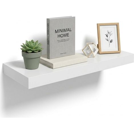 Mensola Sospesa Muro Parete Moderna Melaminico Legno 60x23.5x3.8 Cm Bianca
