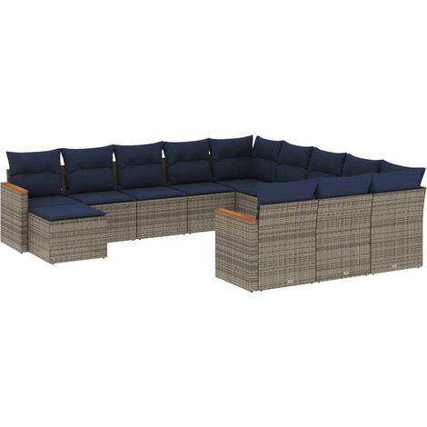 Maison Exclusive - Set Divani da Giardino 12 pz con Cuscini Grigio in Polyrattan (1/5)