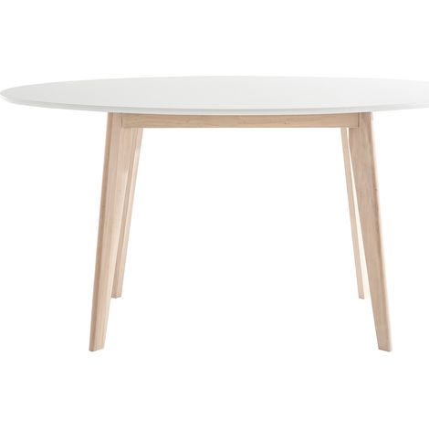 Mesa oval 150cm blanca y madera clara LEENA
