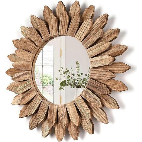 Miroir mural décoratif (1 pièce), 30 cm, style rustique rétro, suspension murale pour salle de maquillage. (1/4)