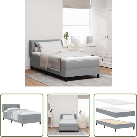 Matratze -  Boxspringbett mit Matratze Hellgrau 90 x 190 cm Stoff (1/5)