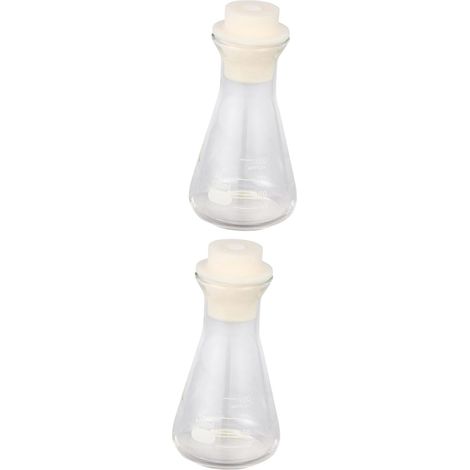 Fioles Coniques Épaisses et Lisses 100ml Lot de 2 en Verre Borosilicaté avec Bouchons pour Expériences en Laboratoire et Cours de Chimie (1/5)
