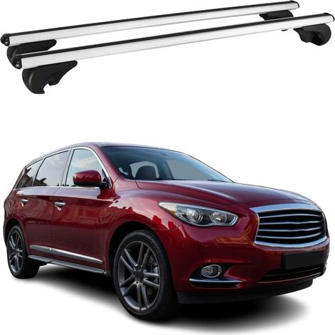 OMAC Barres de toit en aluminium pour Infiniti QX60 2014-2020 – TÜV / DIN 75302:2019 – Antivol inclus – Charge max 75 kg – 2 barres Argent (1/4)