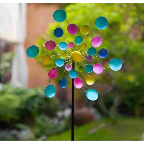 Girandola a vento in metallo Decorazioni da giardino Girandola a vento cinetica 3D Girandola a vento in acciaio inossidabile per decorazioni da giardino con prato nel patio (1/5)