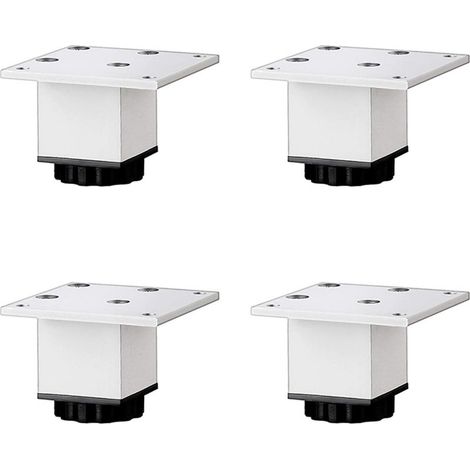Pieds de meuble de cuisine et de salle de bain en alliage d'aluminium, pieds de meuble carrés réglables, argent givré, 4 pièces (5 cm/2 pouces) (1/5)