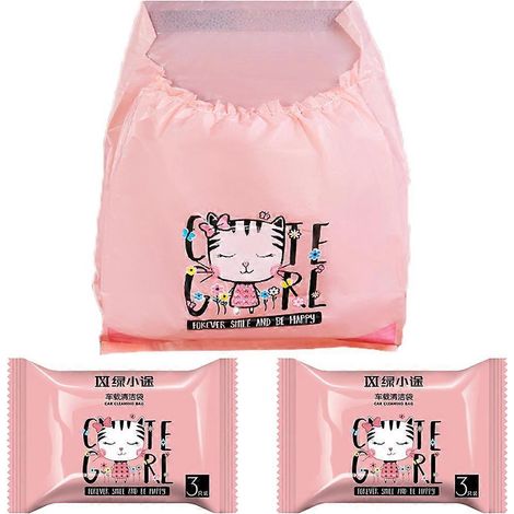 Lot de 15 sacs poubelle de voiture auto-adhésifs-30X23cm-Pink