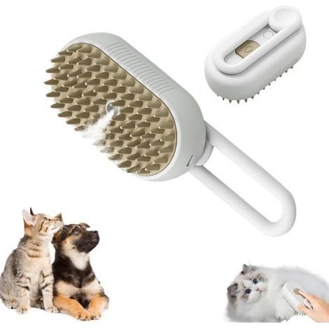 Brosse Chien Chat Vapeur, 4 En 1 Brosse À Vapeur Pour Chat, Brosse Poil Chat Électrique Avec Manche Rotatif, Brosse (Blanc) (1/4)