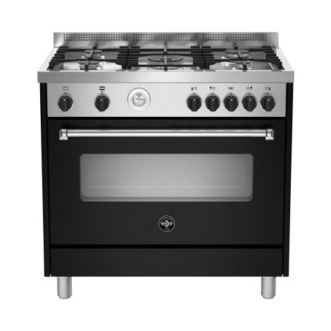 Bertazzoni La Germania Americana AMN965GNET. Tipo di prodotto: Cucina, Colore del prodotto: Nero, Tipo di controllo: Manopola. Tipo di piano cottura: Gas, Numero totale di fuochi: 5 Fornello(i), Nu... (1/3)