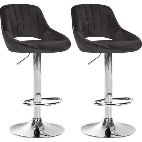 2er Set Barhocker Milet Samt schwarz Metall in Chromoptik (1/5)
