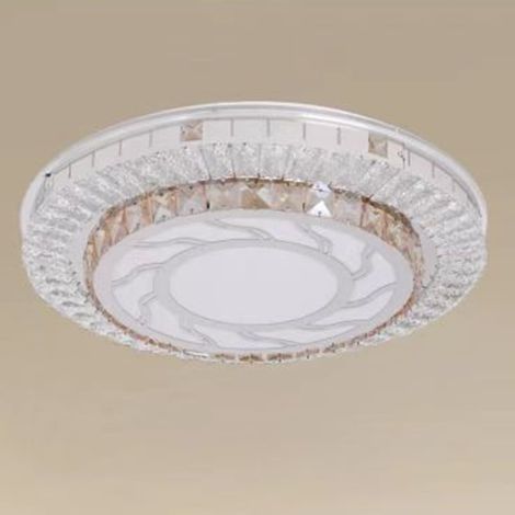 TrAdE Shop Traesio - Plafoniera Soffitto 45w ø40cm Led Design A Strati Cristalli Vortice Luce Fredda 04067 - (1/3)