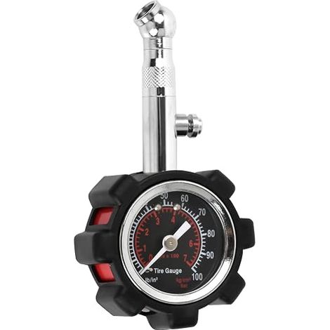 Tyre Pressure Gauge, 7 Bar 100 Psi B40.1 Accurate with Large Dial 1.5 Inch, Mechanical Tyre Pressure Gauge for Motorcycle Car (1/5)