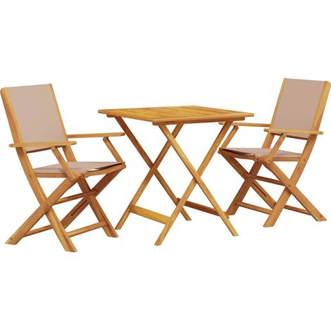 Maison Exclusive - 3dílný bistro set taupe textil a masivní dřevo (1/5)