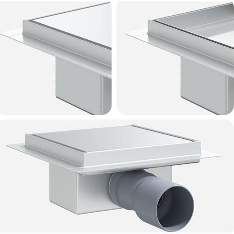 2 in 1 Shower Drain Silver 15 x 15 cm Stainless Steel 304 vidaXL