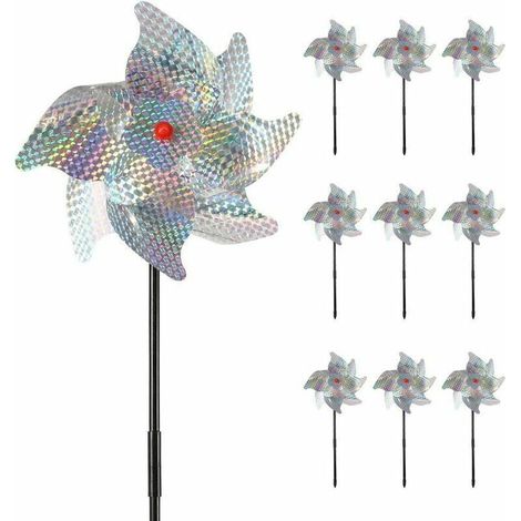 Epouvantail et effaroucheur,Répulsif à Oiseaux (Lot de 10) 5020cm, Répulsif à Oiseaux Moulin à Vent Réfléchissant Effraye les Jardins, les Vergers, les Maisons, les Fermes - Plus Sûr et Effic (1/4)