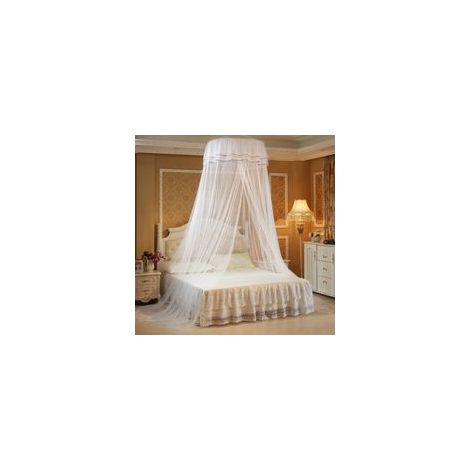 Mosquitera de techo para cama con dosel doble, fácil instalación, cama con dosel plegable con ganchos, blanca - Crezuo