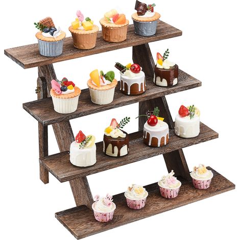 Tabouret Rustique de Présentation pour Cupcakes et Décorations - Structure en Bois, Modèle Riser, Dimensions 15x20x15cm, Finition Naturelle - Ensemble de Présentation et Décoration - Incluant 1 Suppor (1/5)