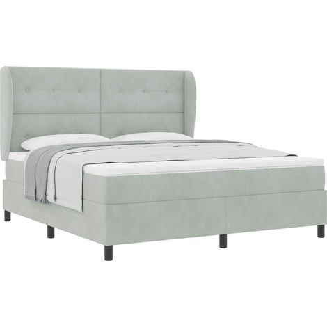 Maison Exclusive - Letto a molle con testiera Grigio chiaro 200 x 180 cm Velluto (1/5)