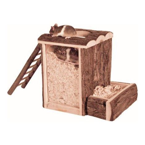 Tour à creuser, souris, en bois d'écorce - 20 × 20 × 16 cm