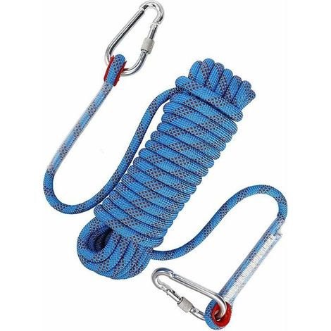 Corde D'Escalade En Nylon Haute Résistance De 10 Mm, Corde De Sécurité D'Escalade De 15 M, Corde D'Évacuation Avec 2 Mousquetons, Corde De Sauvetage En Plein Air Et Lutte Contre L'Incendie, Alpinisme,