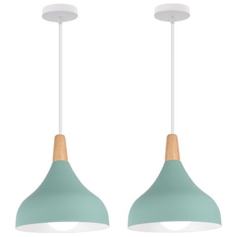 royaluxe- (2PCS)Lampe À Suspension Moderne Plafonnier D'Intérieur Lustre Minimaliste Abat-Jour En Métal, Vert Pour Chambre À Coucher, Cuisine, Bureau, E27 (1/5)
