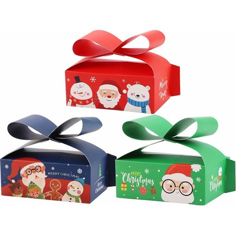 24 Pièces Boîte de Bonbons de Noël Boîtes en Carton Cadeau Vide Coffrets Cadeau en Papier Kraft Boîtes à Friandises avec Poignée en Arc,Biscuit Emballage pour Fête Vacances Anniversaire Mariage Faveur (1/5)
