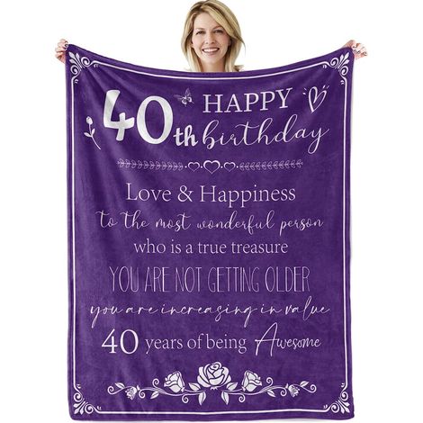 Couverture décorative pour le 50e anniversaire d'une femme - Cadeau idéal pour les épouses et les mères nées en 1973 - Violette 127 cm x 152 cm