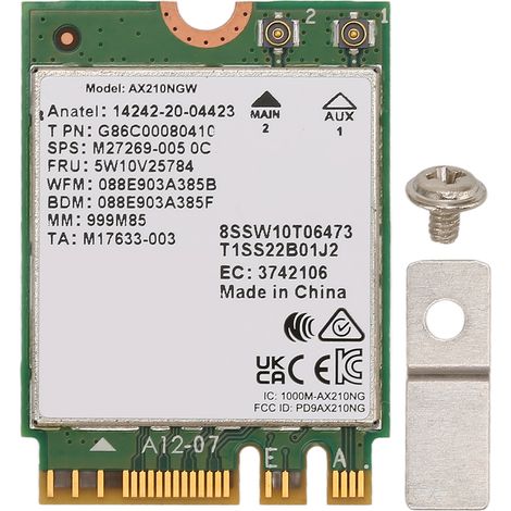 Carte réseau NGFF AX210 WiFi 6E triple bande 2.4G/5G/6G avec Bluetooth 5.2 et MU-MIMO pour M.2 (1/5)