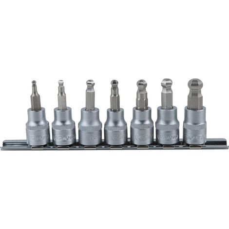 3/8" Jeu de douilles à embouts pour vis 6 pans intérieur à tête sphérique, 7 pcs