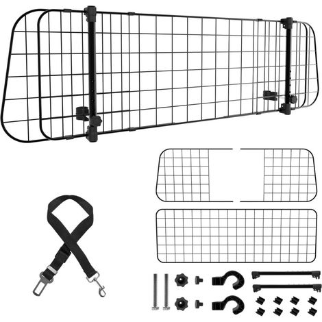 SWANEW Griglia per cani per auto Griglia di protezione del bagagliaio Griglia divisoria regolabile 90-145cm nero (1/5)