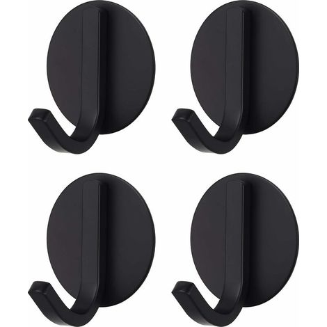 Crochets adhésifs Noir en acier inoxydable (4 pack) - forme ronde (1/5)