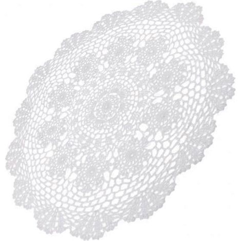 Lot de 2 napperons en dentelle de coton crochetée, motif nénuphar blanc, 50 cm (1/5)