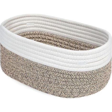 Ensemble de 2 paniers de rangement tressés en corde de coton naturel – idéal pour la salle de bain ou la table à langer–polyvalent