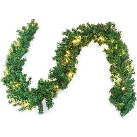 Guirlande de Noël lumineuse LED sapin artificiel avec déco,choix longueur 270cm décoré 30 LEDs,220 feuilles (1/4)