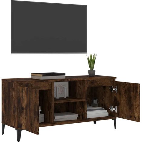 vidaXL TV-Schrank mit Metallfüßen Rauch-Eiche 103,5x35x50 cm