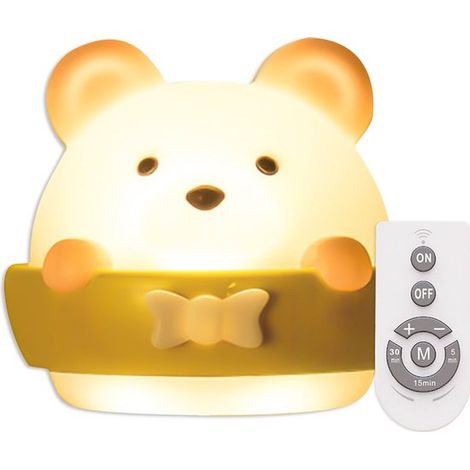 Simpatica luce notturna a forma di orsetto per la culla o la cameretta dei bambini，con luce calda e fredda，10 livelli di luminosità regolabili (1/5)