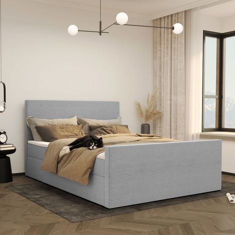 Modern Boxspringbett mit bettkasten und topper VIESTA stoff Poso 120x200 cm Hellgrau (1/3)