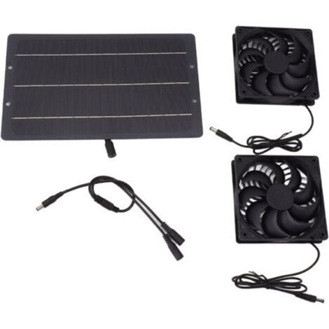 Kit de ventilateur à panneau solaire 10W, double ventilateur d'extraction à énergie solaire résistant aux intempéries, montage mural pour poulaillers, serres, hangars