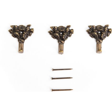 Lupia - Kit 3 Ganci BRONZO BOUQUET PICCOLO, per Specchiere, Cornici e Quadri, Metallo con Finitura Artistica, Adatti a tutti gli ambienti, Dimensioni 3,1x3,4 cm (1/2)