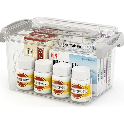 Boîte à médicaments portable à plusieurs niveaux transparent (1/5)