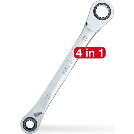 Wiha Clé à cliquet à anneau double 4en1 réversible 10 mm x 17 mm (45421) (1/5)