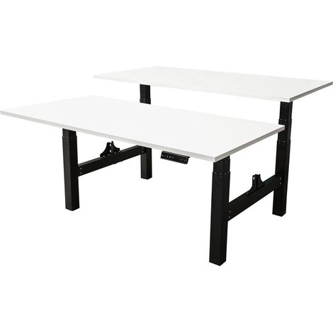 Bureau double électrique 160x80cm 2 moteur double Noir/Blanc