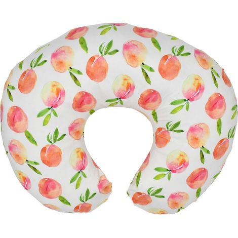 Oreiller de positionnement pour bébé en forme de U, soutien cervical lavable, coussin d'allaitement détachable, motif pêche (1/5)