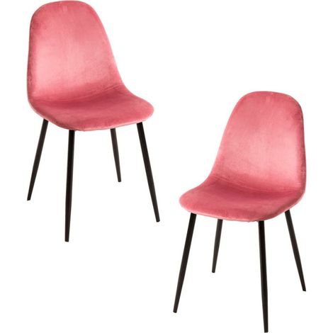 Packs Sillas Comedor - Pack 2 Sillas Teok Black Terciopelo - Rosa (1/5)