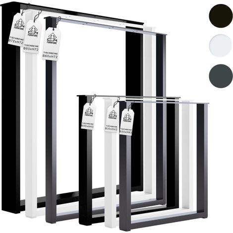 CM Furniture 2x Metall-Tischbeine – Schwarz – 72 cm Höhe – 60 x 72 cm – Rechteckige, stabile Kufen – Pulverbeschichtet – Für Esszimmer, Schreibtisch, Bank, Tischgestell (1/5)