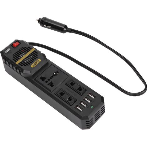 Convertisseur de puissance 12 V à 220 V pour voiture, 200 W, avec adaptateur pour batterie (1/5)